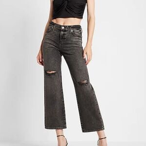 Mid Rise Black Ripped 90s Ankle Boot Jeans 2L